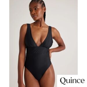 Quince▪️Italian Plunge Black One Piece Swimsuit